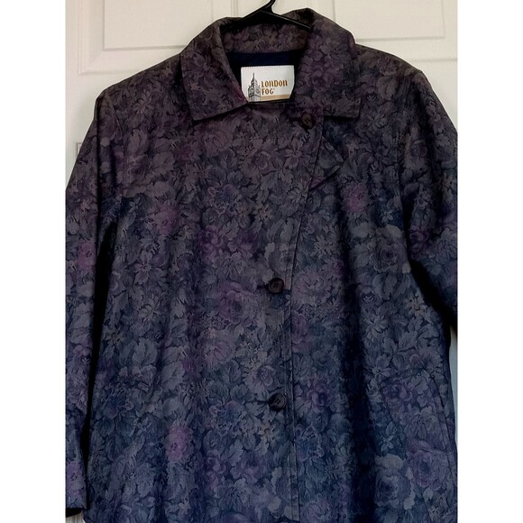 VTG London Fog Wamsutta Woven Tapestry Trench Coat Wms Sz 12 Petite - Picture 2 of 15